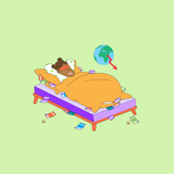 Frau im Bett mit Geld