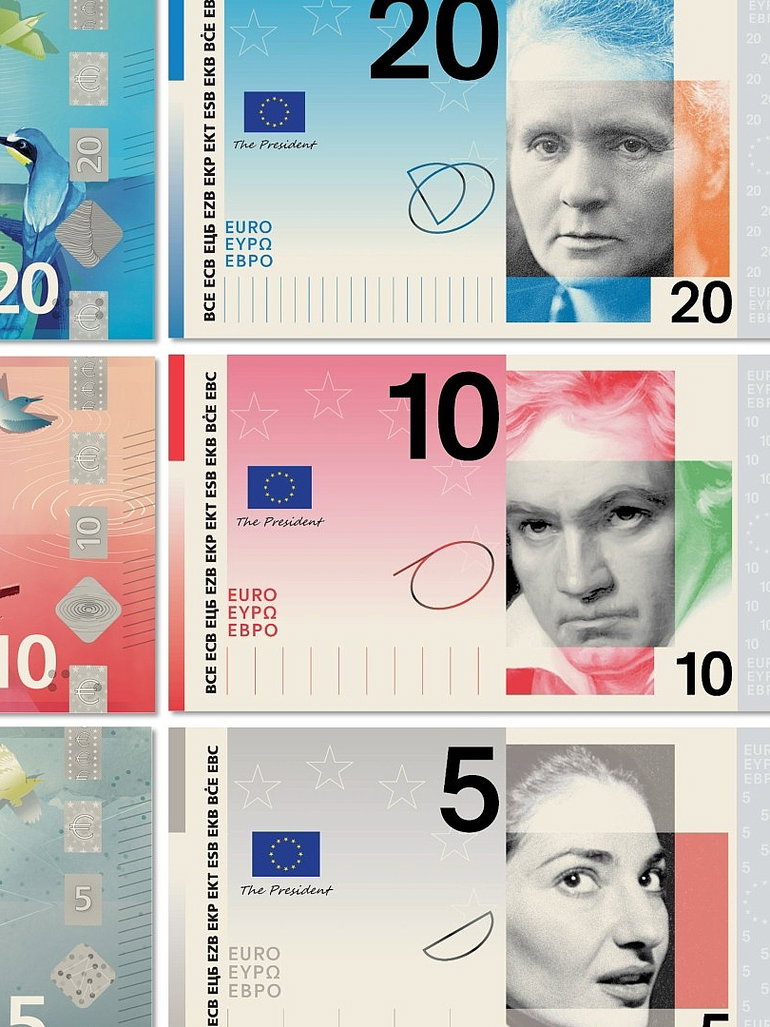 Neue Banknoten mit Gestaltungselementen