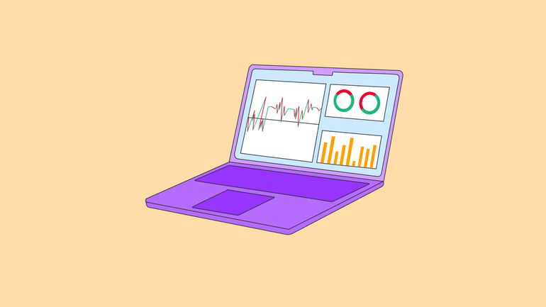 Laptop mit Börse