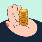 Hand mit Münzstapel