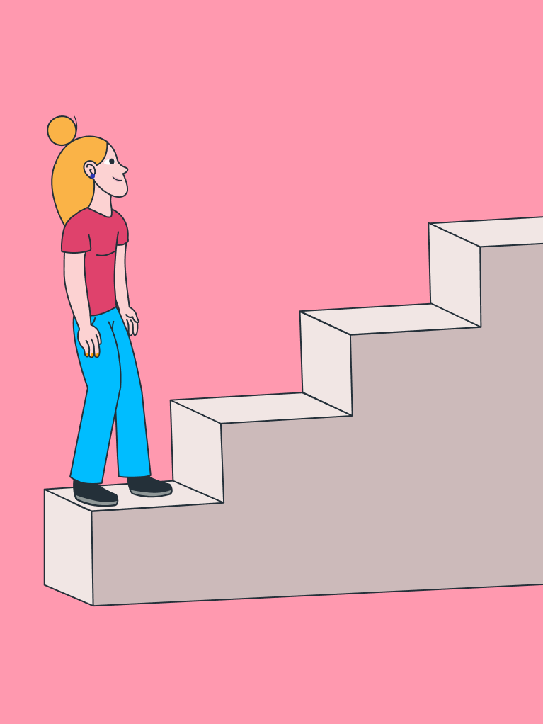 Frau auf Treppe
