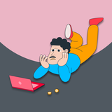 Liegender Mann mit Laptop 