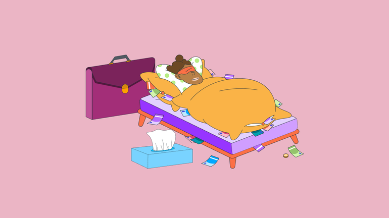 Bett, Aktentasche