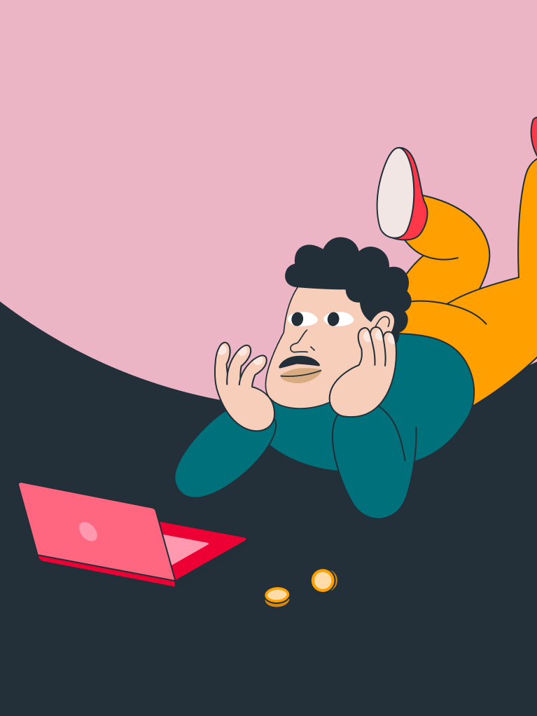 Mann mit Laptop und Geld