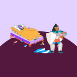 Pflegebedürftige Person im Bett