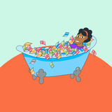 Frau in Badewanne mit Geld