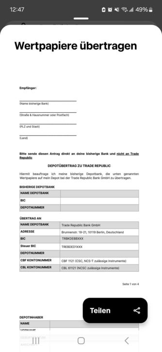 Screenshot Trade Republic Screenshot Trade Republic