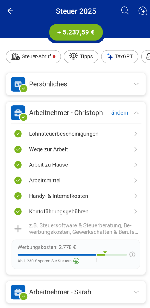 Check24 Steuer Screen