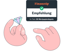 Zwei Hände mit Diamanten und Finanztip Empfehlung Zwei Hände mit Diamanten und Finanztip Empfehlung