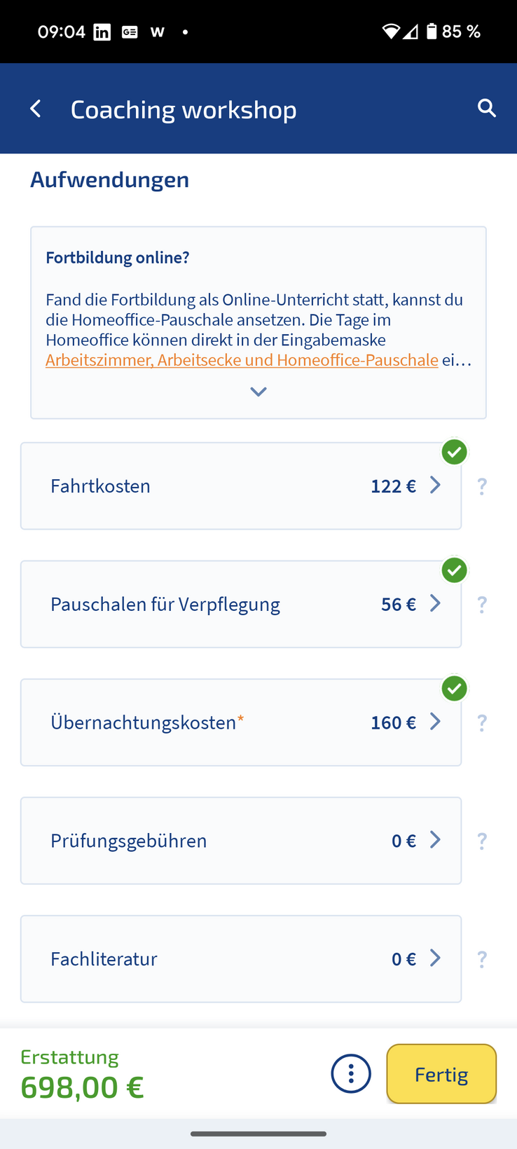 Wiso Fortbildungskosten