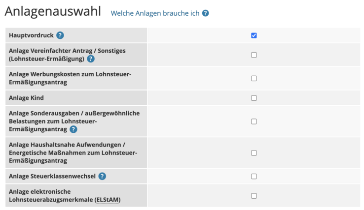 Anlagenauswahl Anlagenauswahl
