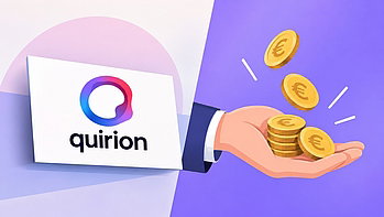quirion logo mit hand und geldmünzen
