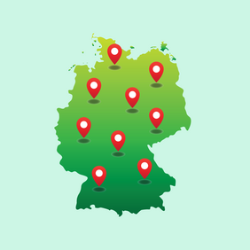 Deutschlandkarte mit roten Markierungen