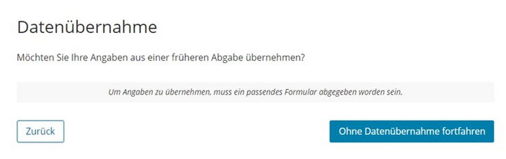 Screenshot Datenübernahme Screenshot Datenübernahme