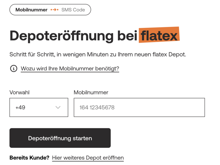 Flatex Depoteröffnungsfenster
