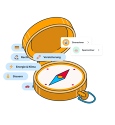 Taschenuhr mit Themen, die Finanztip umfasst