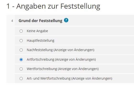 Angaben zur Feststellung Angaben zur Feststellung