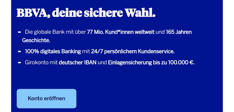 Ausschnitt von BBVA-Website