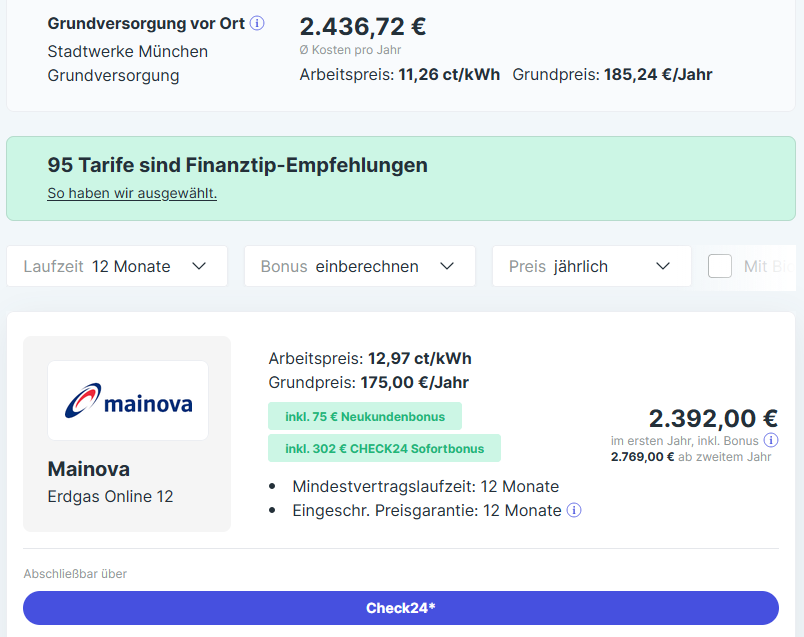 Beispiel aus München mit Bonus